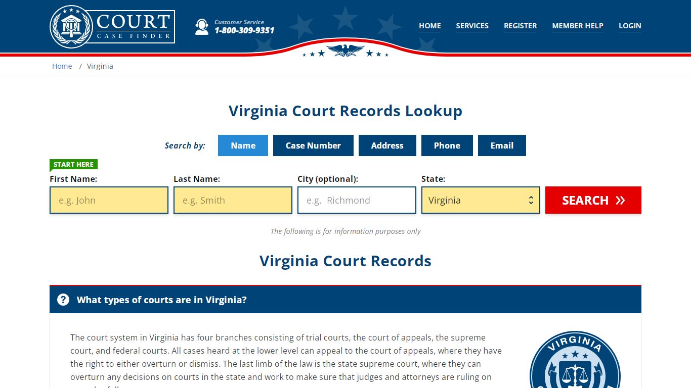 Virginia Court Records Lookup - VA Court Case Search