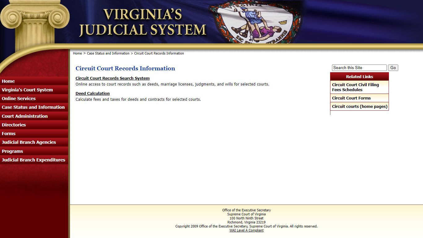 Circuit Court Records Information - Judiciary of Virginia